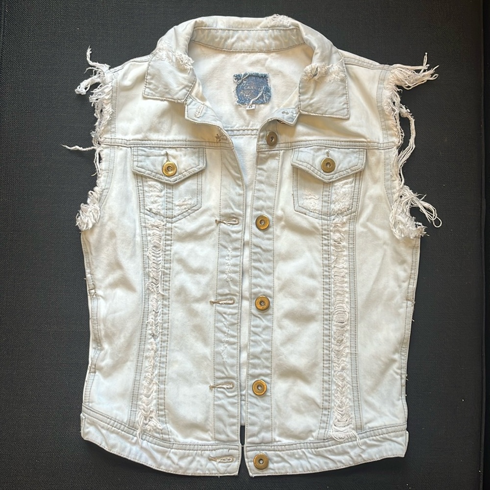 CARMAR frayed distressed cut off denim vest -M